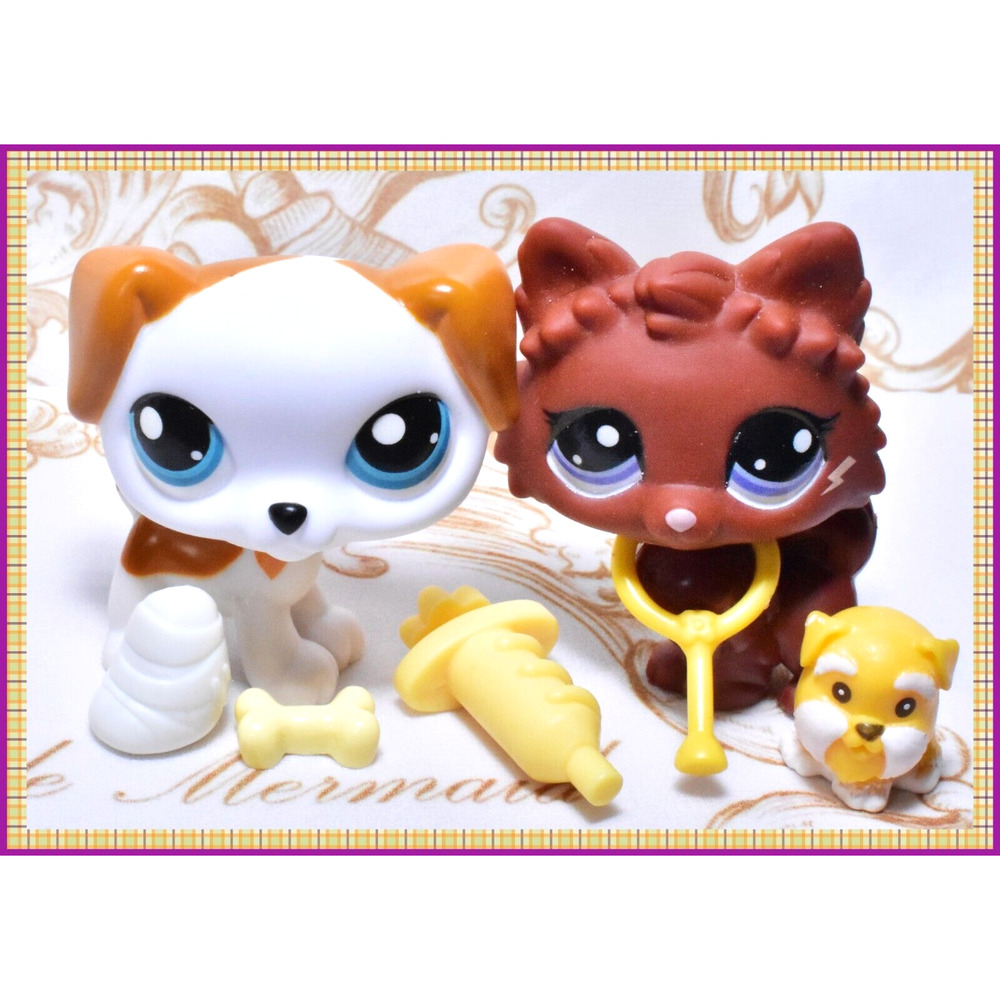 Authentic Littlest Pet Shop LPS G7 Pomeranian #60 Jack Russell Dalmatian #61 Dog